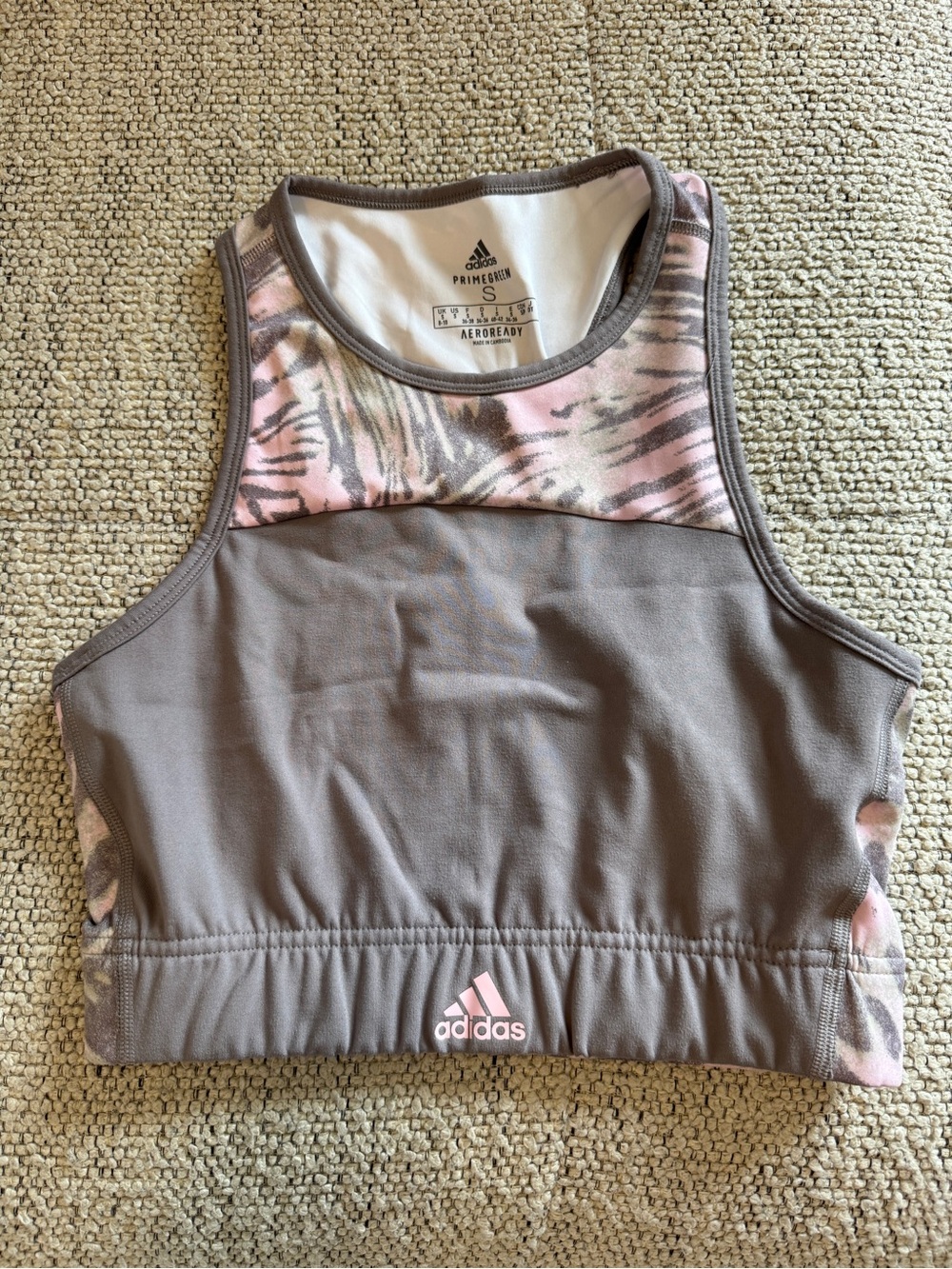 Adidas Aeroready Zoe Saldana Purple Mauve Crop Top Sports Bra Size Small